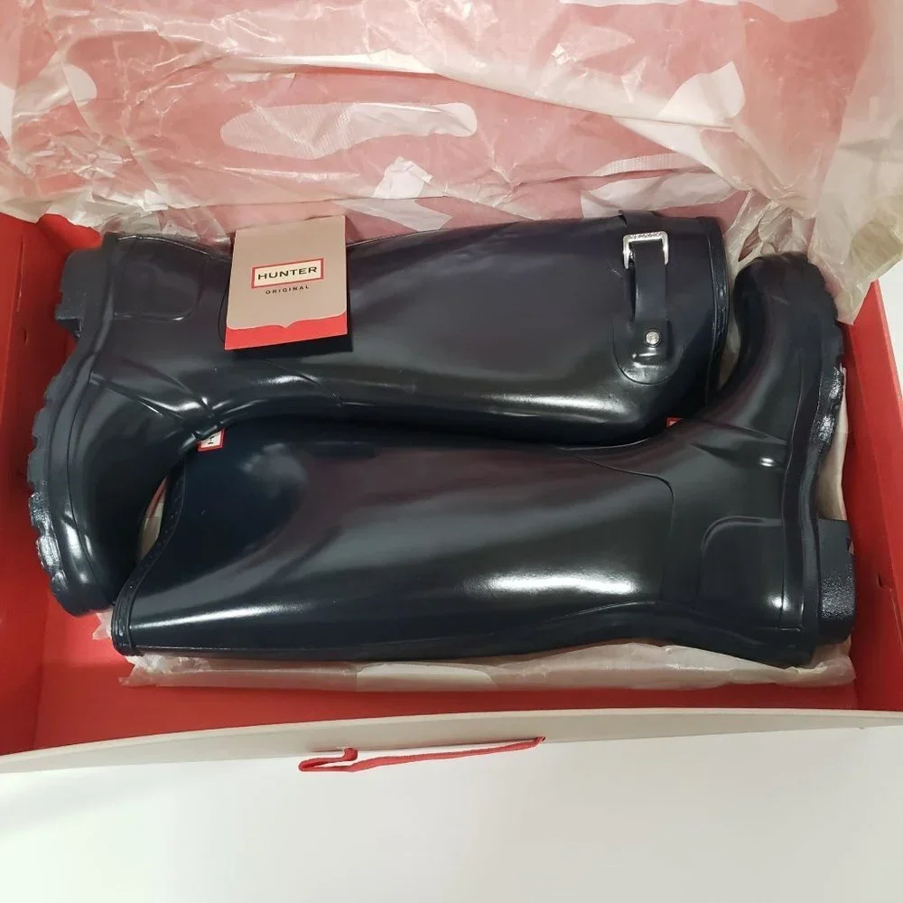 Hunter Womens Original Tall‎ Gloss Navy - Size US 5